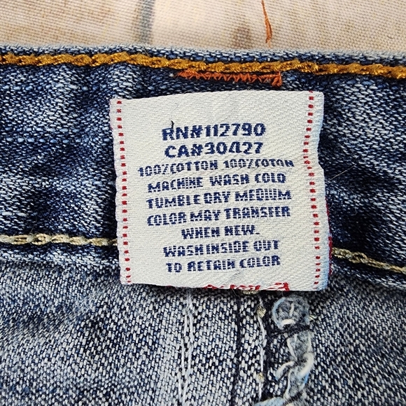 True Religion Joey Rainbow Stitch Low Rise Distressed Bootcut Jeans Blue Size 29 - Picture 3 of 15